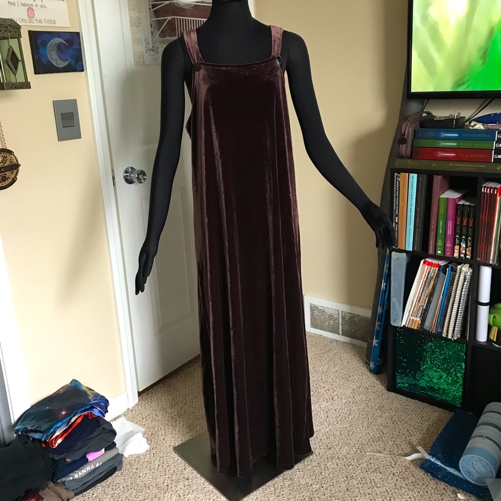 Brown Velvet Overall Dress